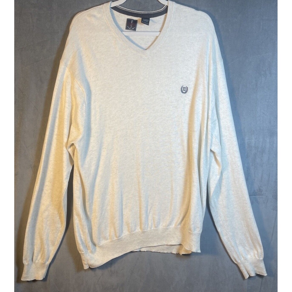 Chaps Ralph Lauren Sweater Mens XL Cream‎ Cotton Cashmere Blend Soft